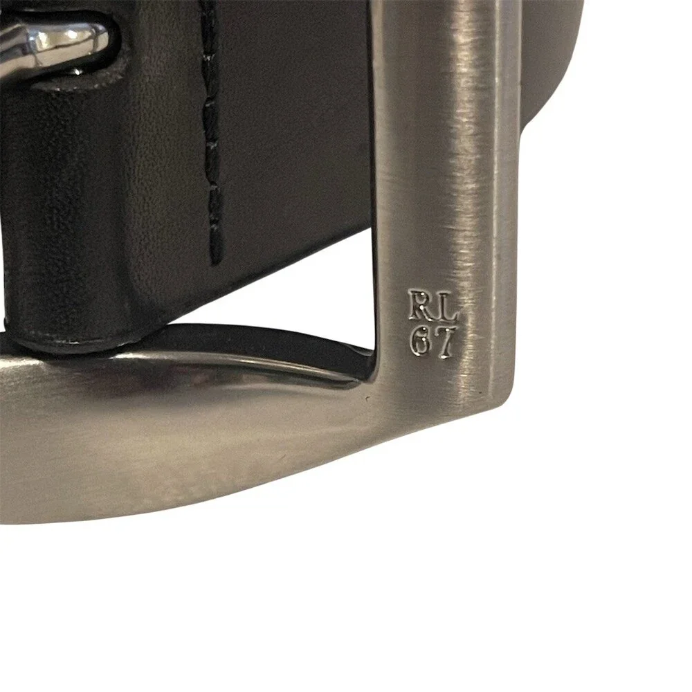 Ralph Lauren Belt Mens Black Solid Single-Prong Buckle Logo Size S